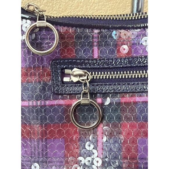 Coach Poppy Sequin Plaid Shoulder Bag Purple Y2K Mini Pochette w/COA - Picture 8 of 15